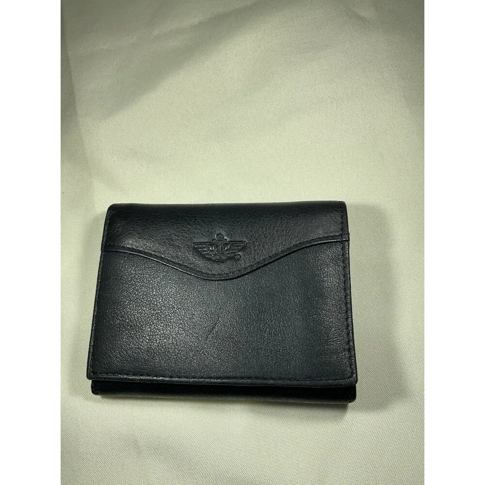 Dockers Mens Genuine Full Grain Black Leather Tri-fold Wallet Credit Card Holder